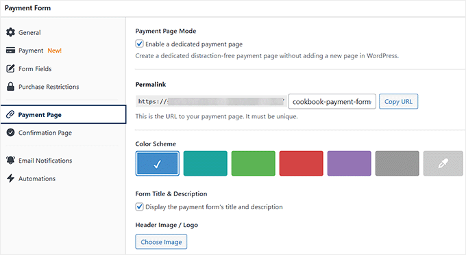 Customize the payment page