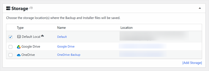 Choosing where to store the multisite backup in Duplicator