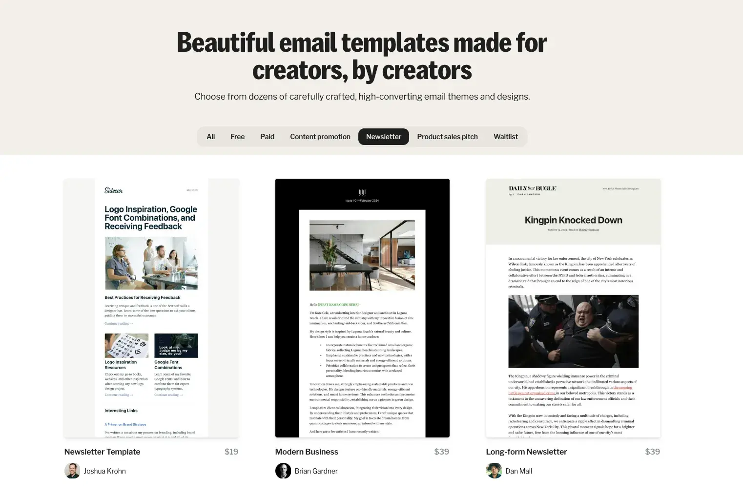 email newsletter templates: convertkit