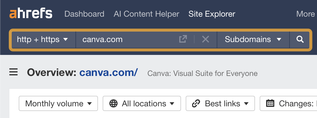 Entering A Domain Into Site Explorer Screenshot