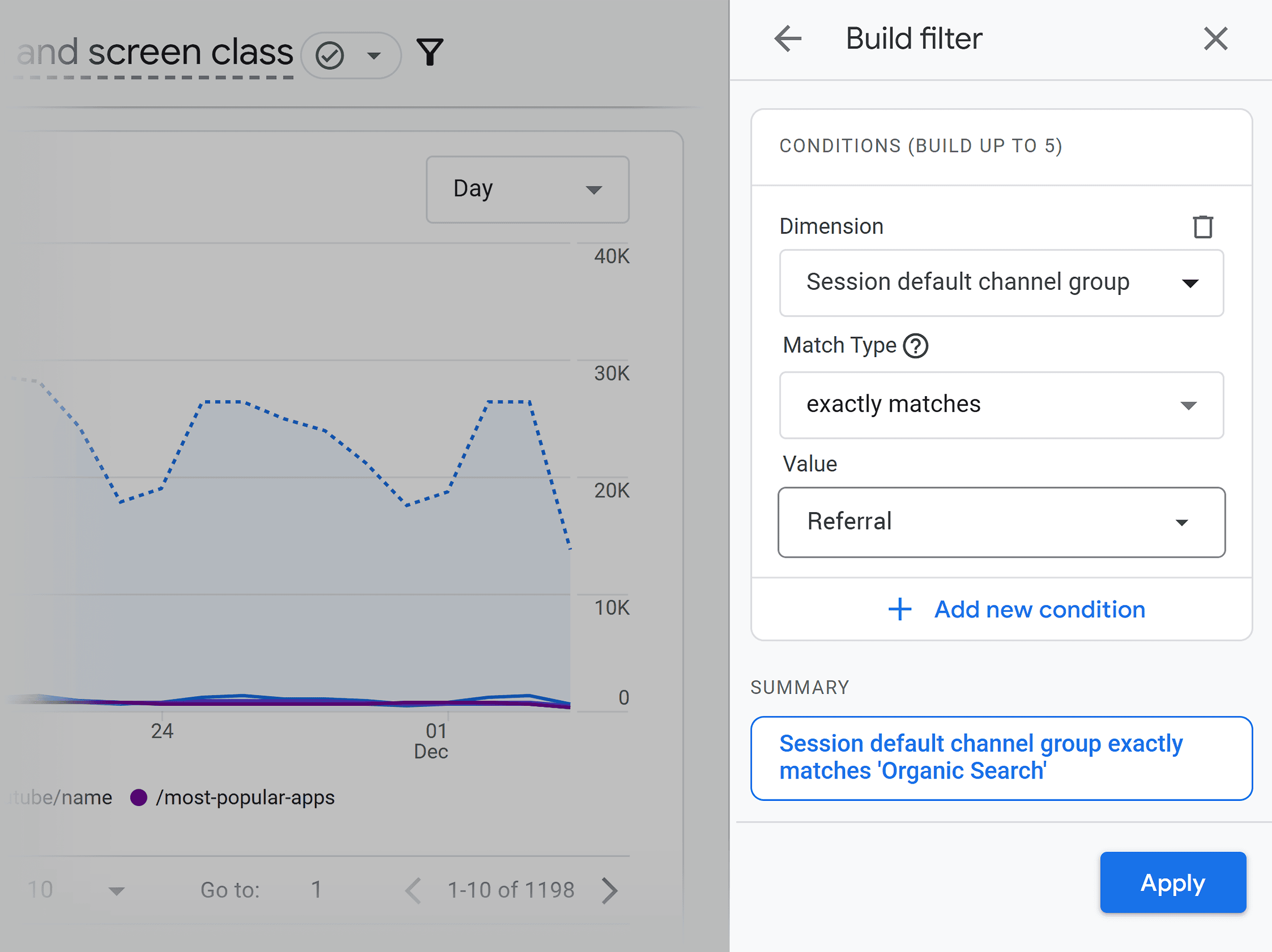 GA – Referral filter