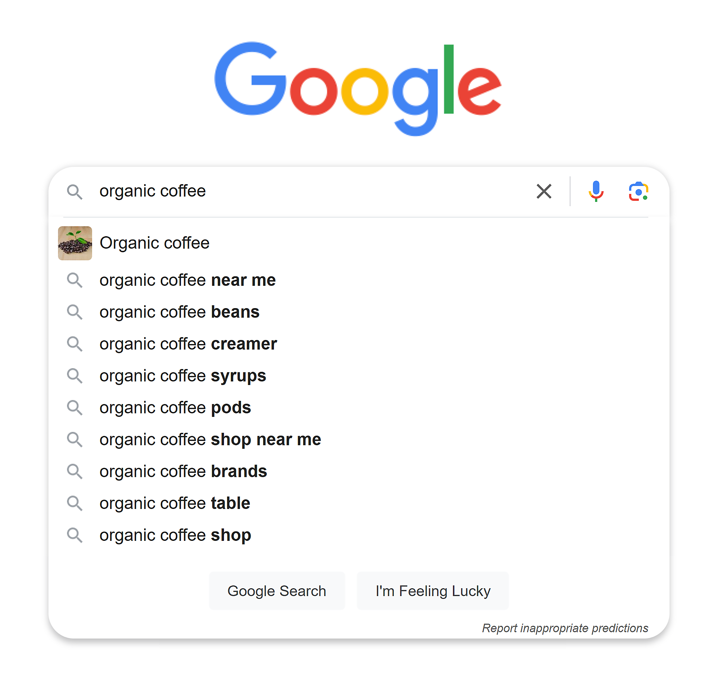 Google Search – Organic coffee