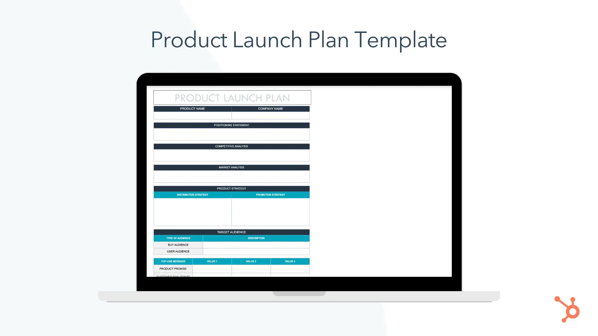 screencap of product launch plan template.