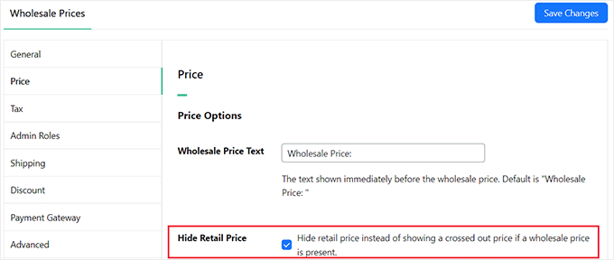 Hide retail price from customers