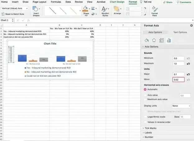 formatting bounds in excel graph