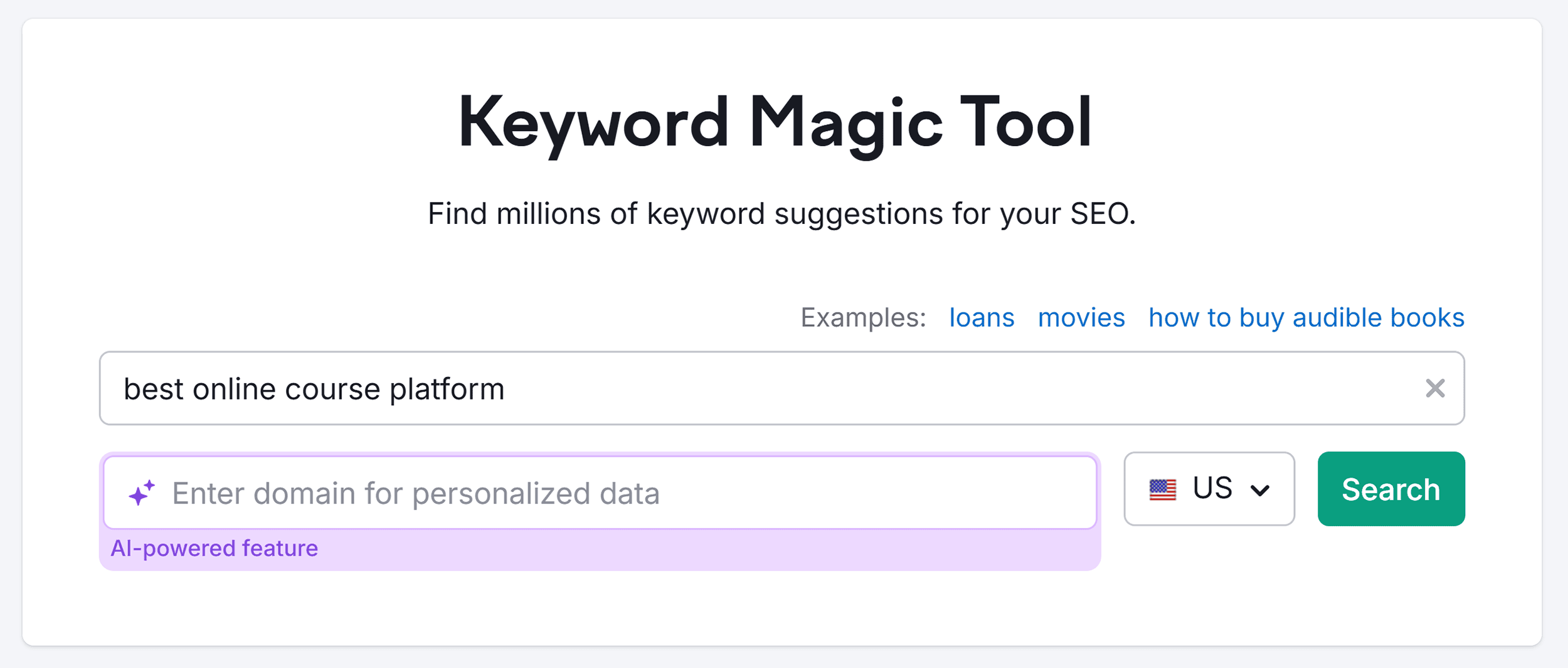 Keyword Magic Tool – Best online course platform – Search