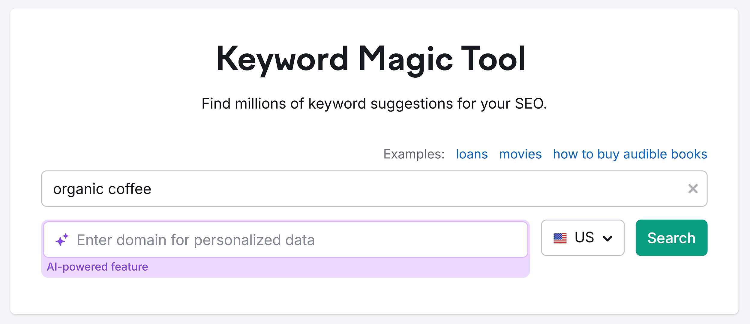 Keyword Magic Tool – Organic coffee – Search