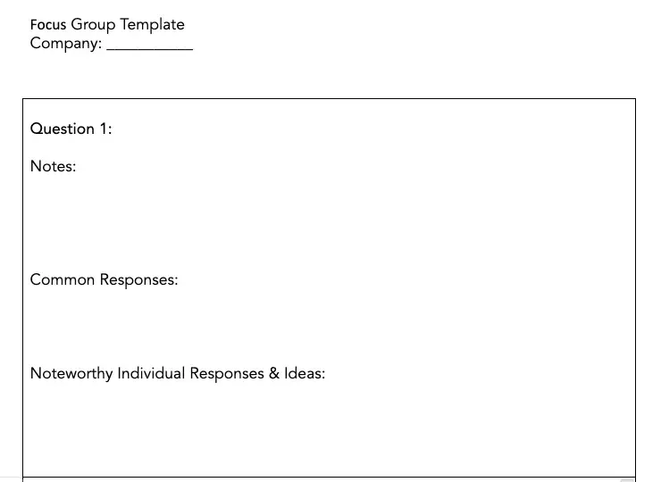 focus group market analysis template