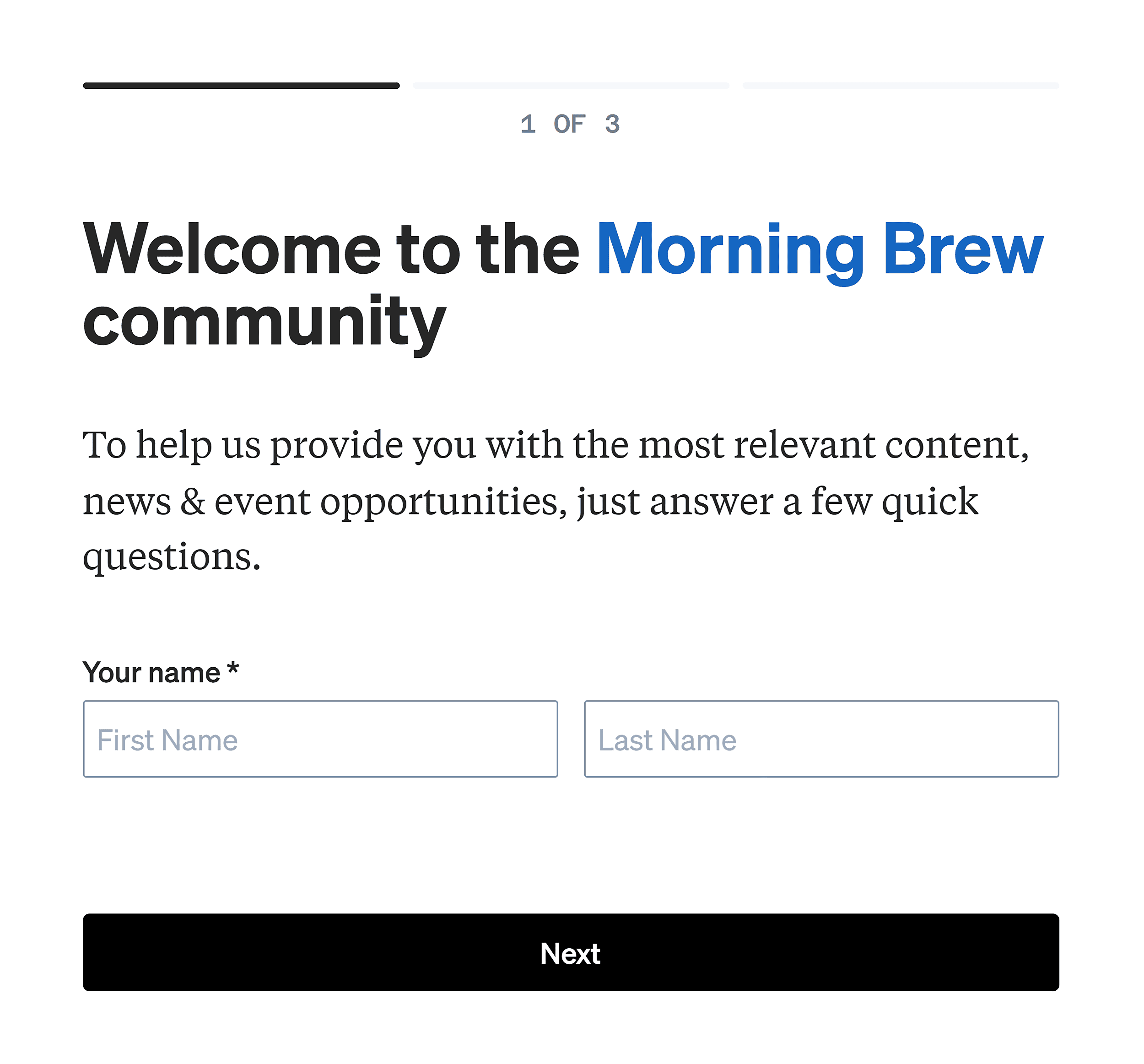 Morning Brew – Onboarding