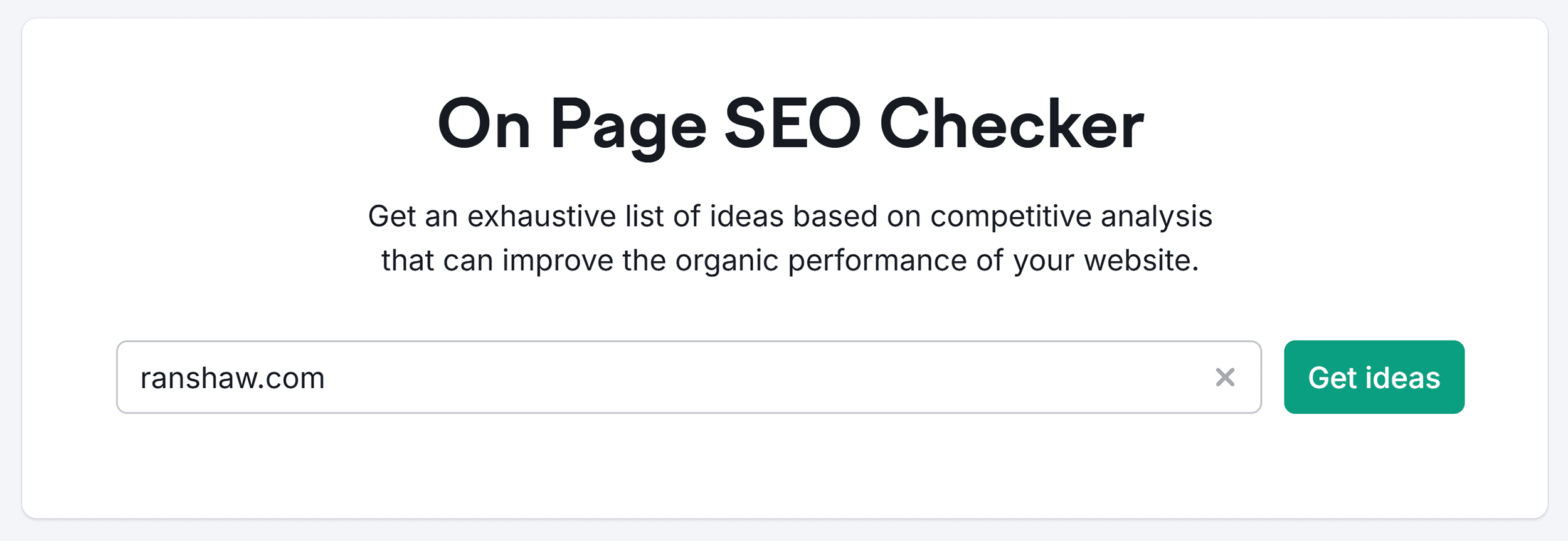 On Page SEO Checker – Ranshaw – Get ideas