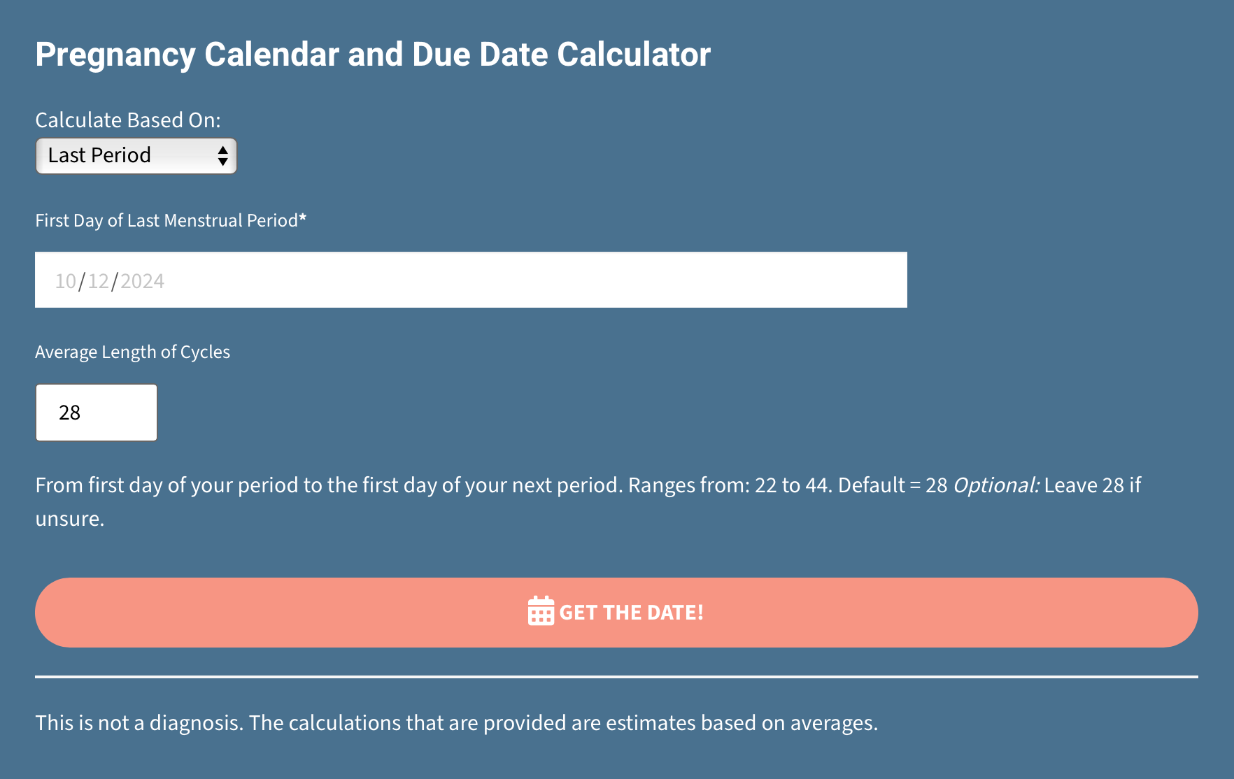 Pregnancy Calculator Screenshot