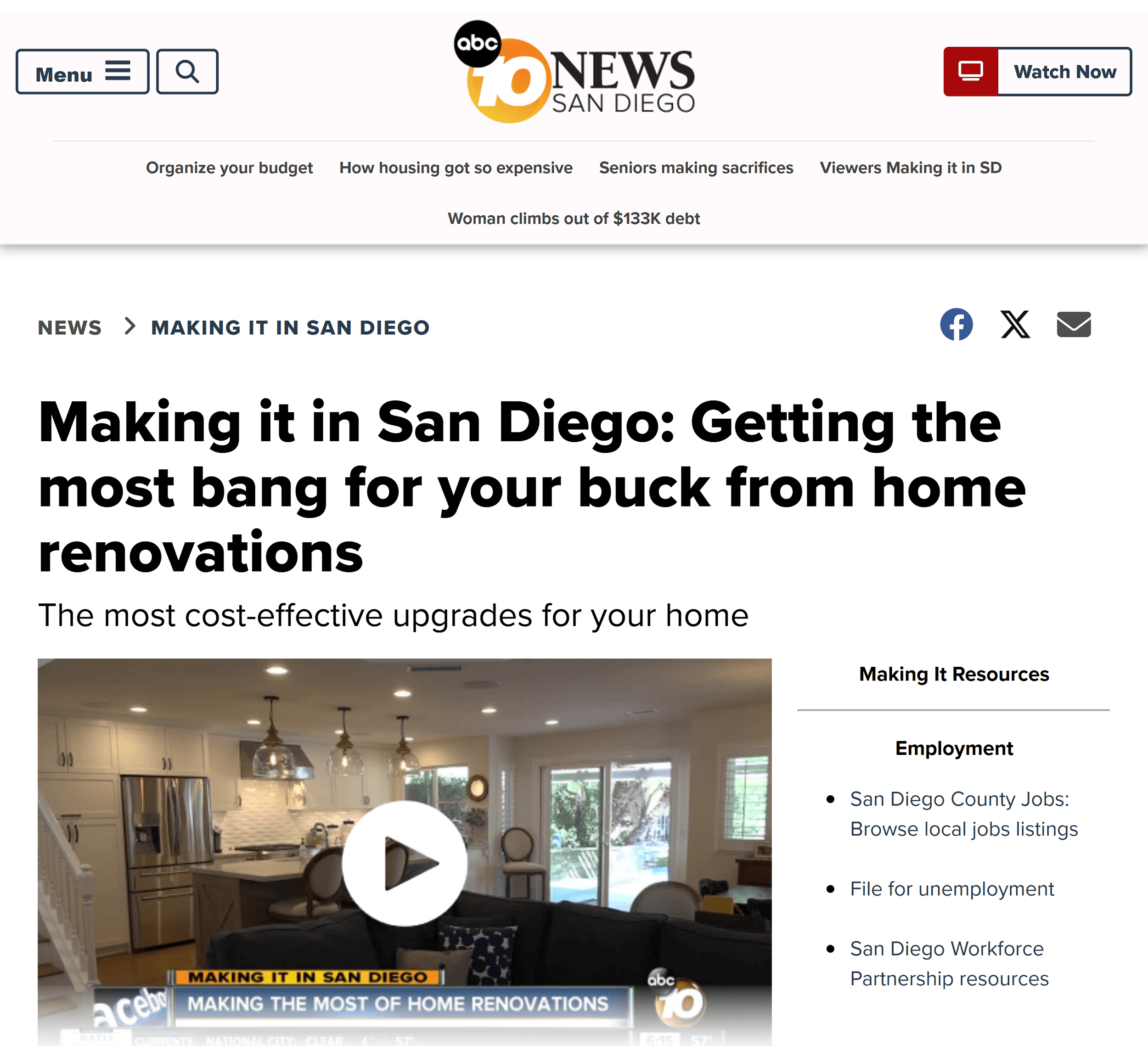 San Diegos 10News – Published article – Home renovations