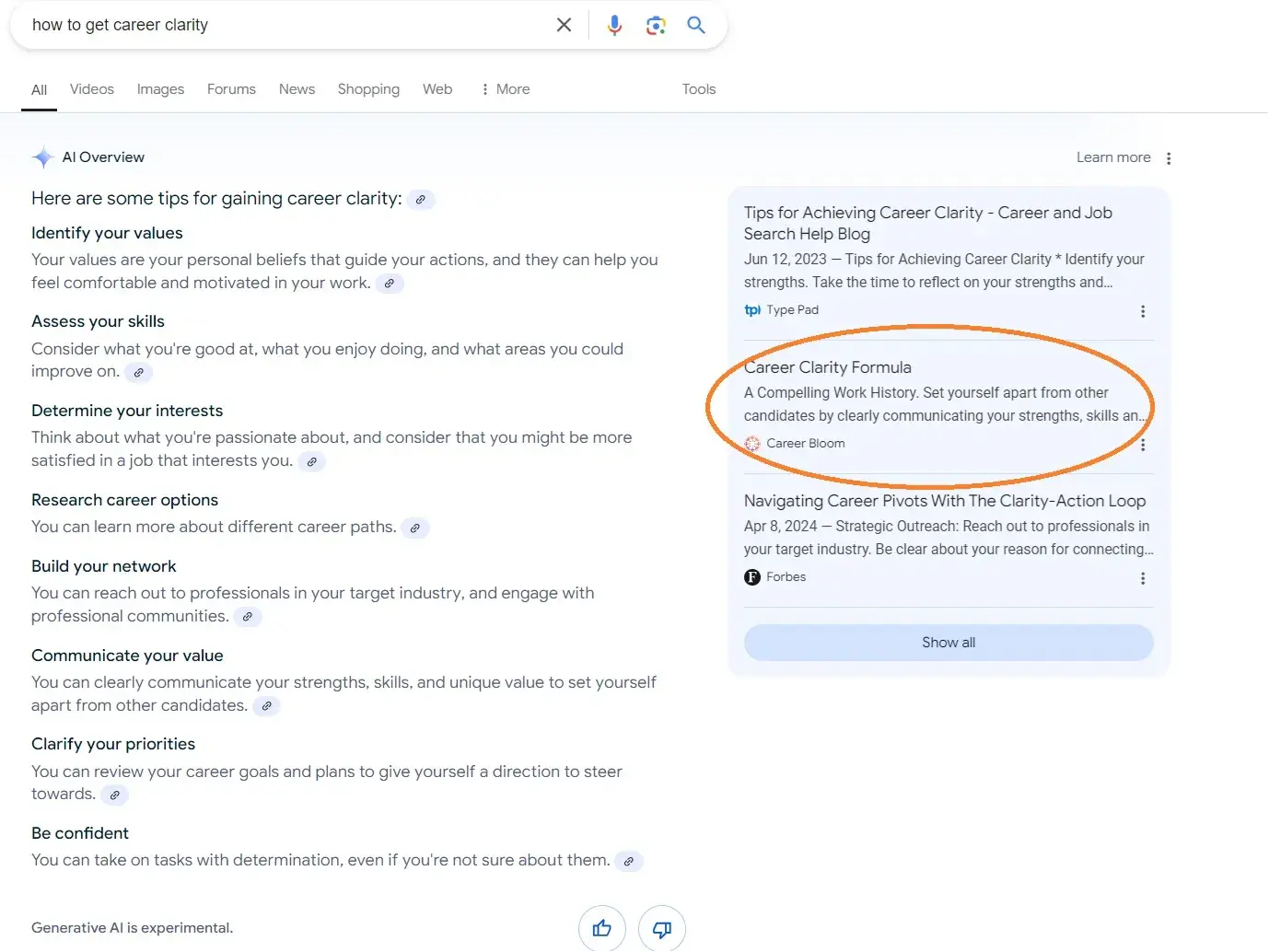 the screenshot shows that seo expert sonia urquilla's tip works. with her search intent tip, she created a successful seo strategy for a startup that put them at the top of google.