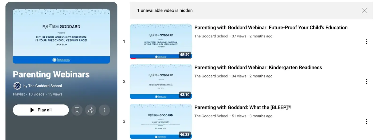 parenting webinars by the goddard school