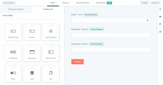 web form instructions: hubspot, add extra or custom fields