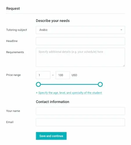 web forms examples: preply