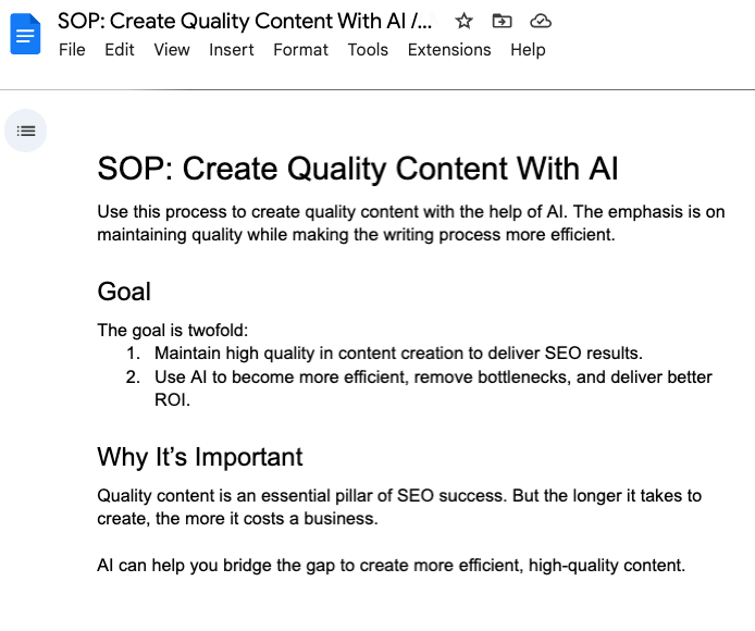 AI Content Creation SOP