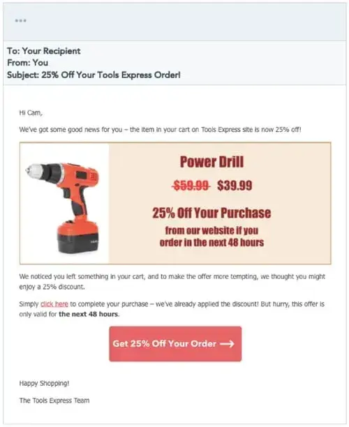 hubspot email template, abandoned cart email