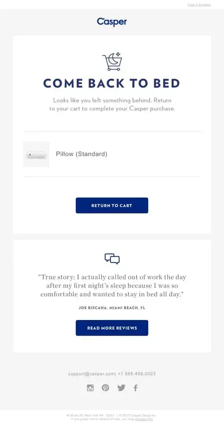 casper, abandoned cart email