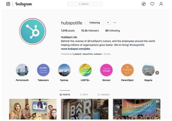 @hubspotlife Instagram screenshot