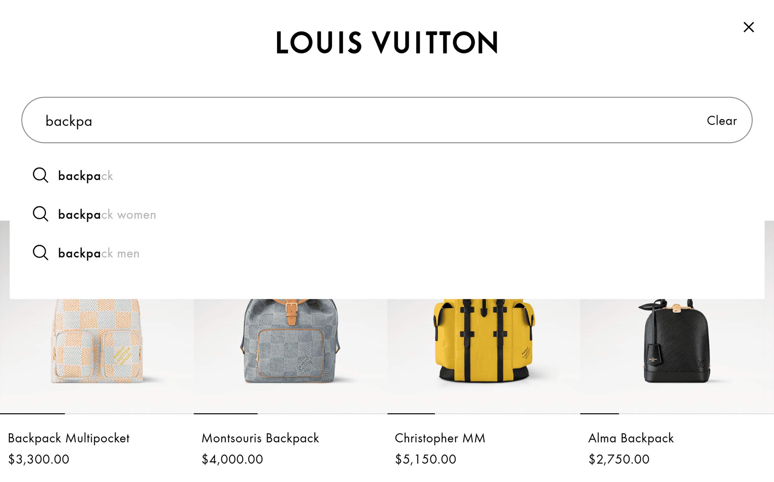 Louis Vuitton – Search prediction