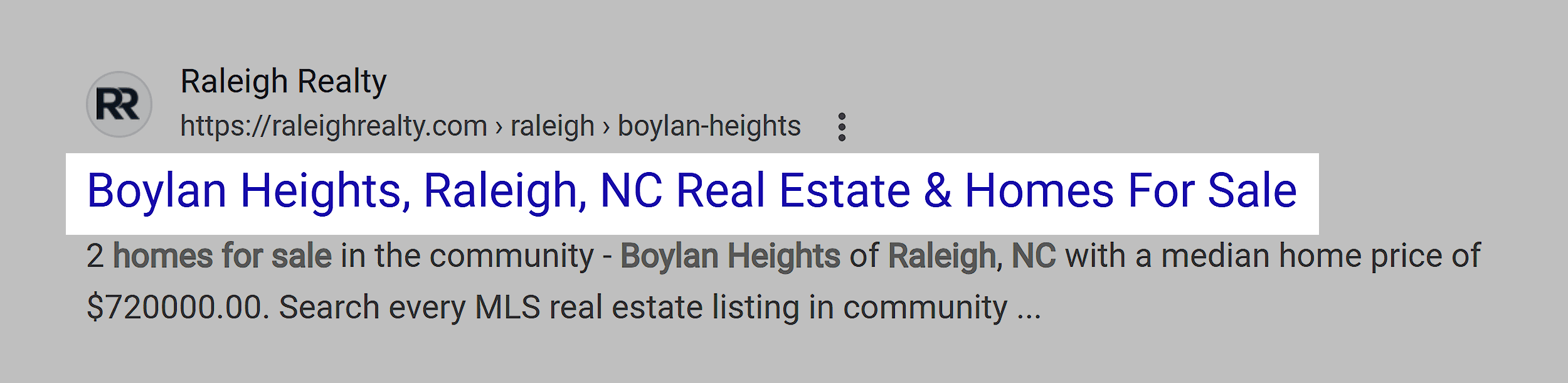 Raleigh Realtys – Listing – Title tag