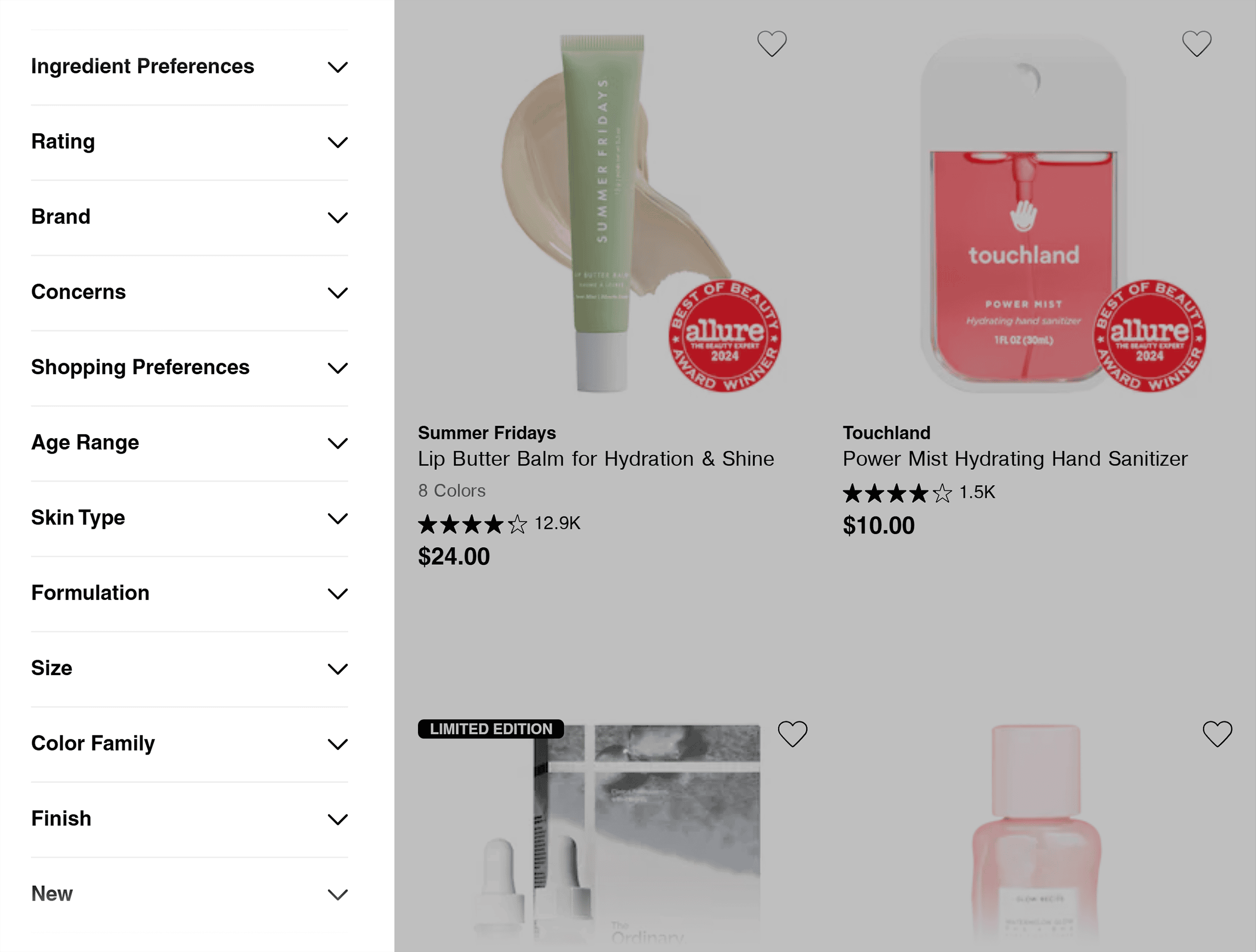 Sephora – Faceted navigation