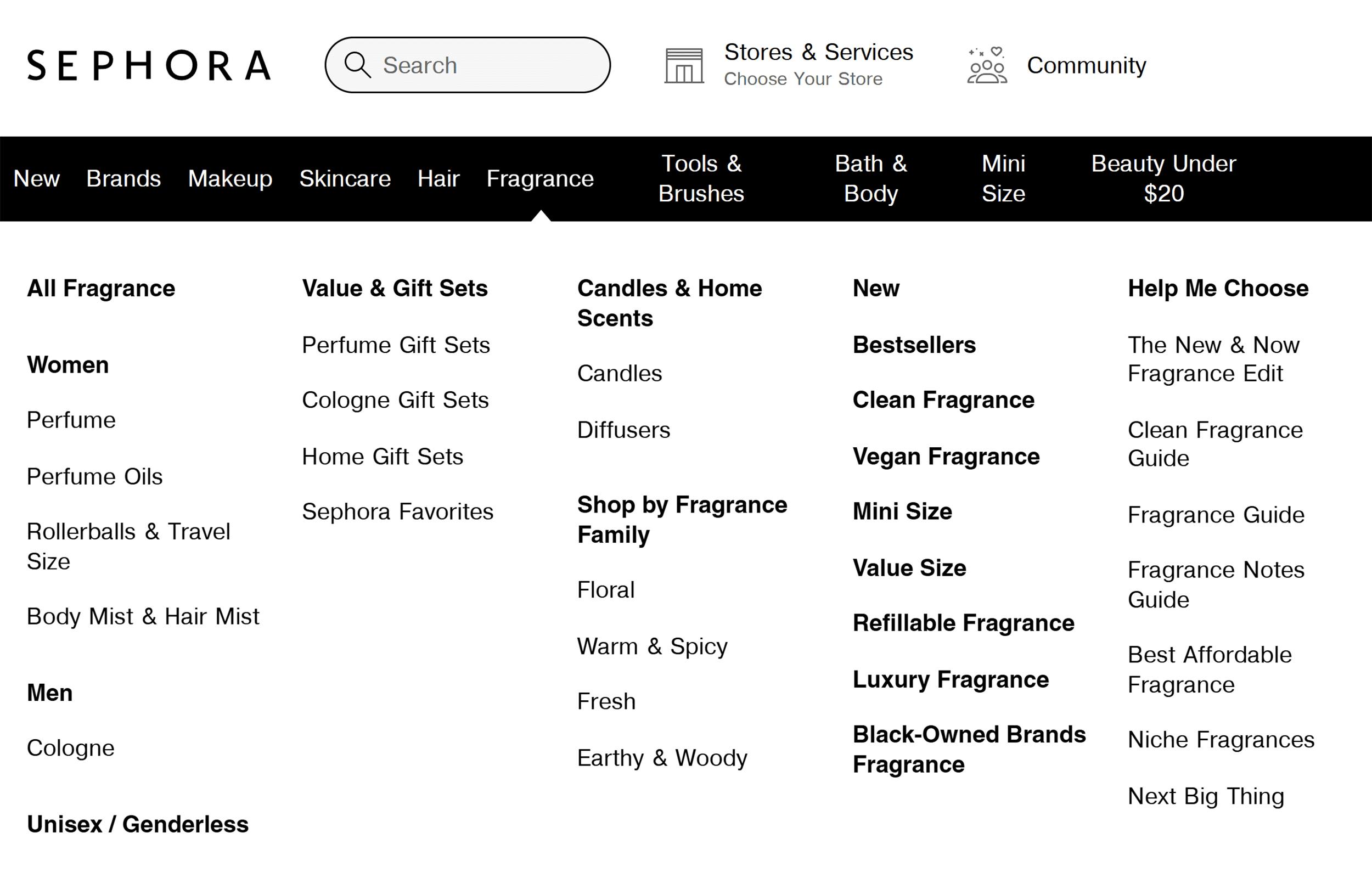 Sephora – Menu