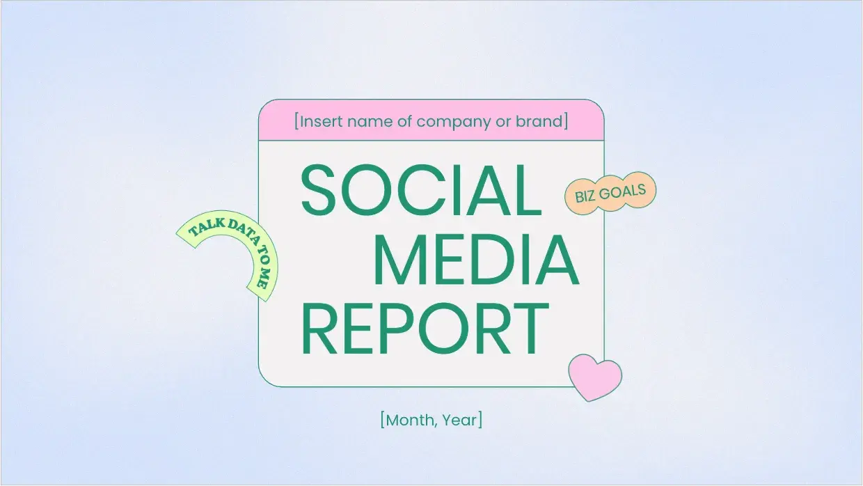 screenshot of the cover slide in later’s social media report template