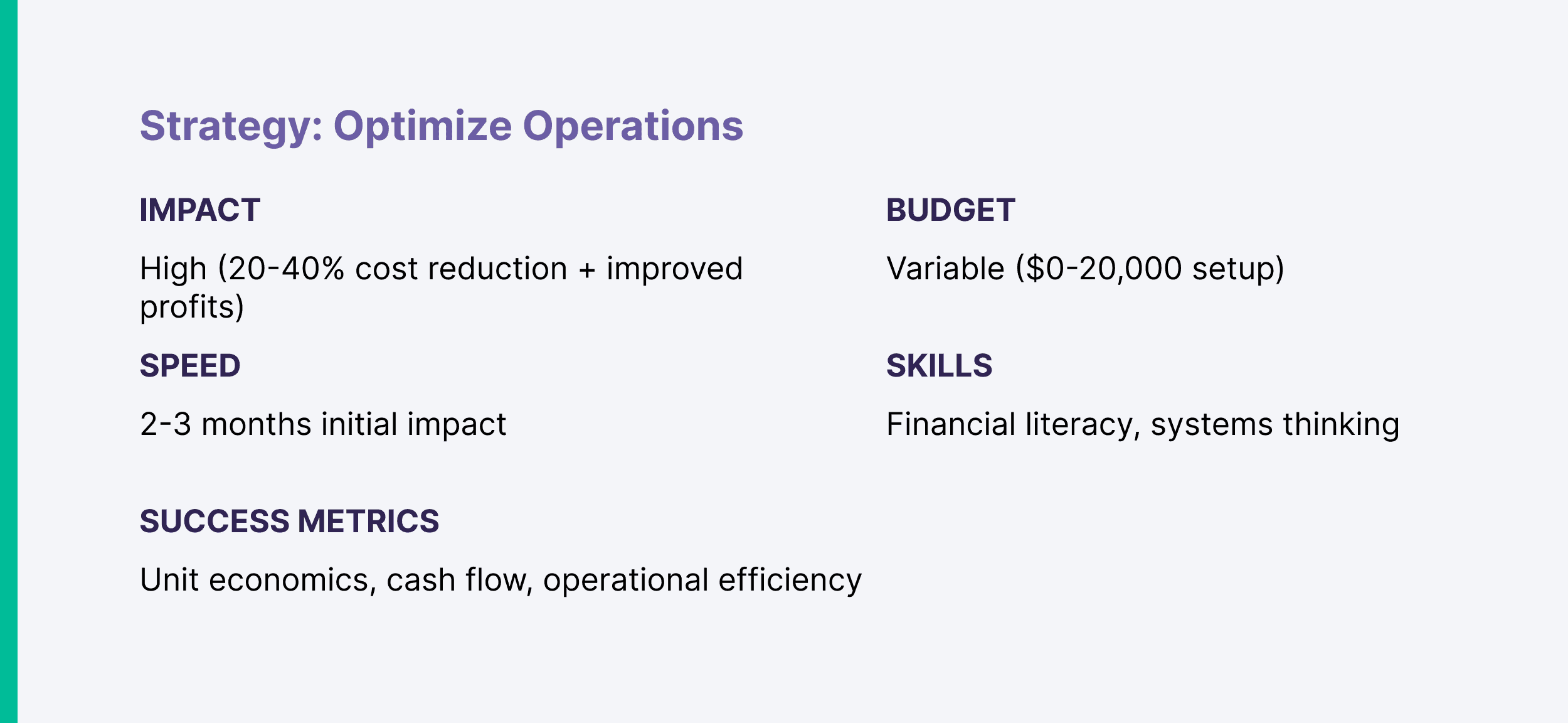 Strategy: Optimize Operations