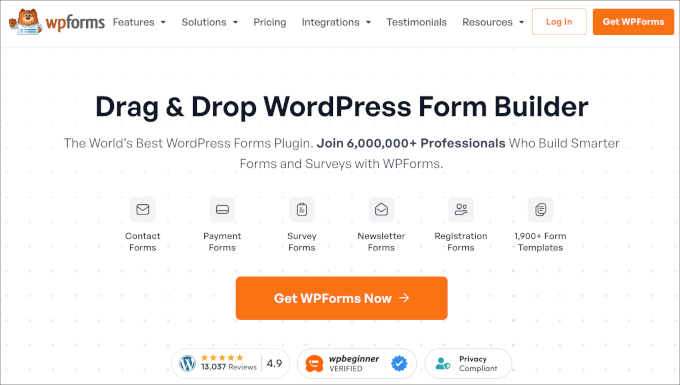 WPForms homepage