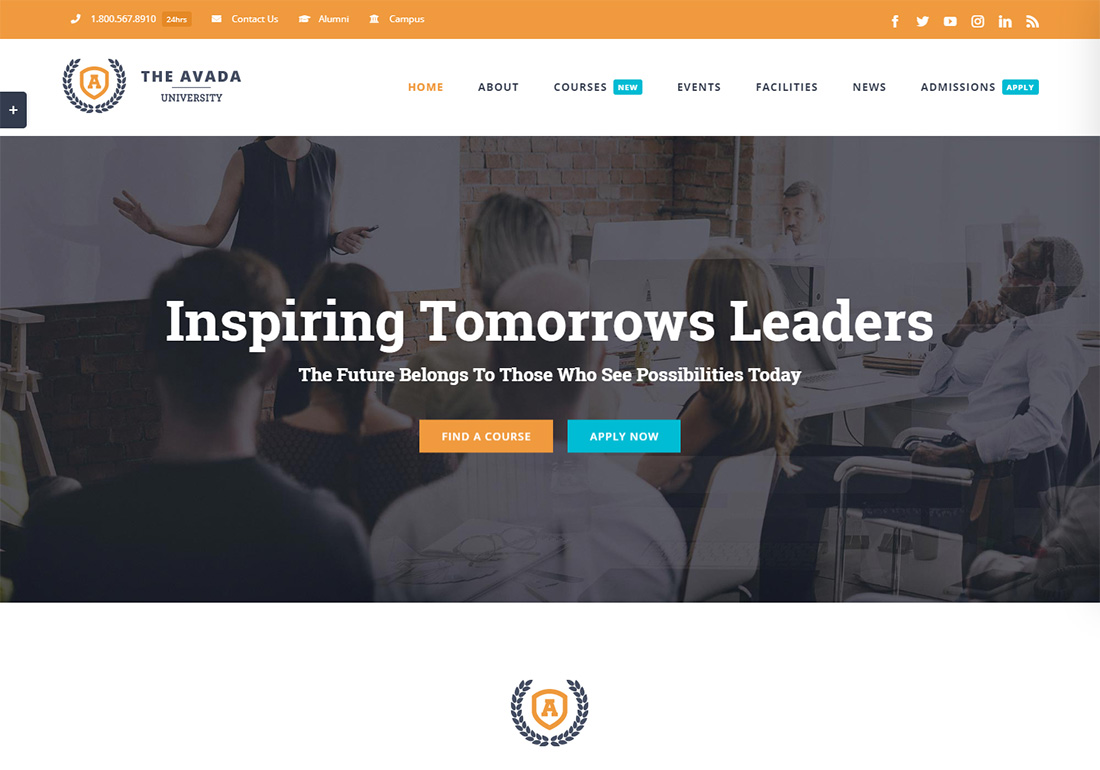 Avada online course WordPress theme