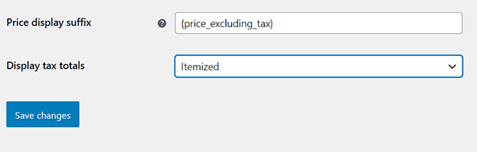 Configure display tax totals option