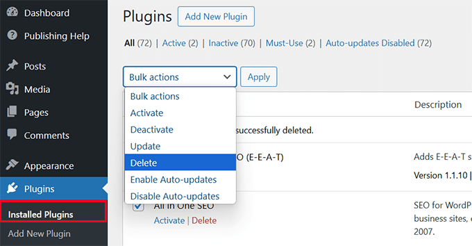 delete all plugins