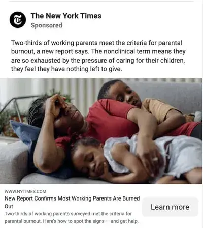 facebook ad example: nyt photo ad