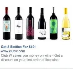 facebook retargeting ad example from winc