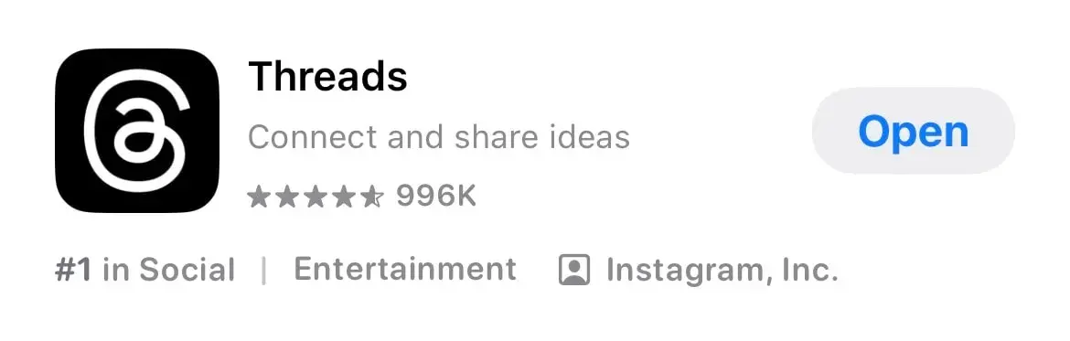 threads in the app store