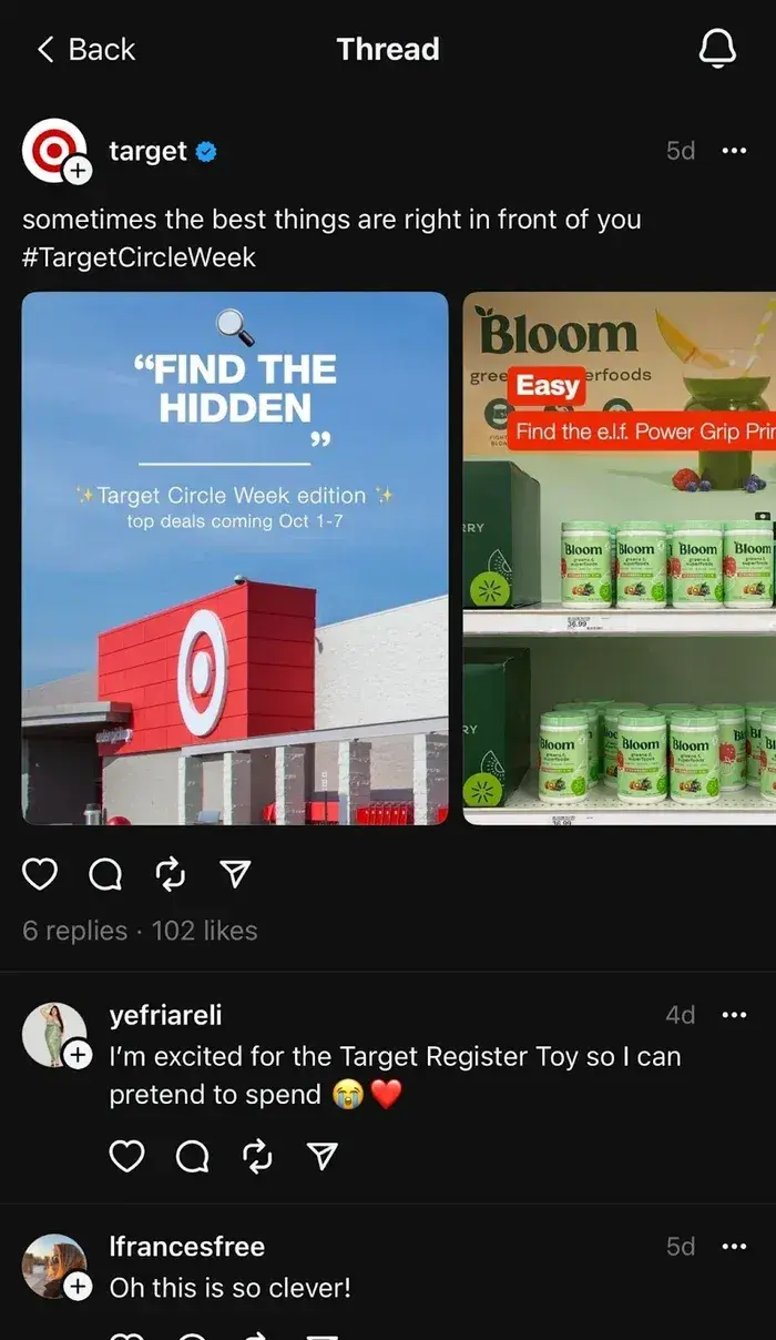 target threads post example