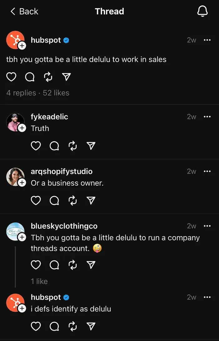 hubspot threads post example