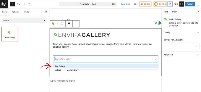 Envira Gallery add gallery to post
