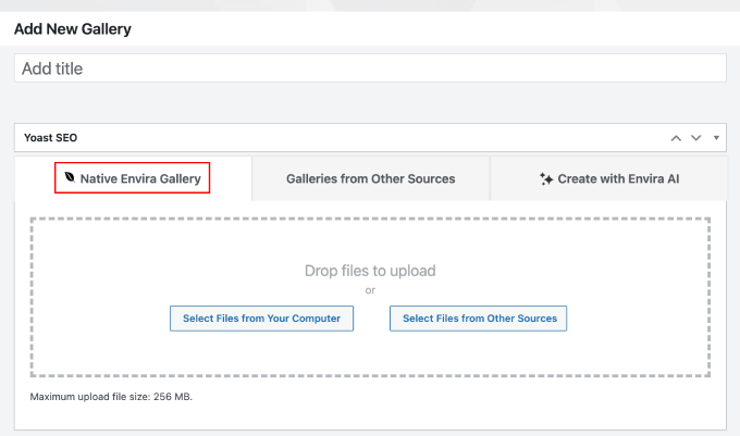 Envira Gallery native gallery option