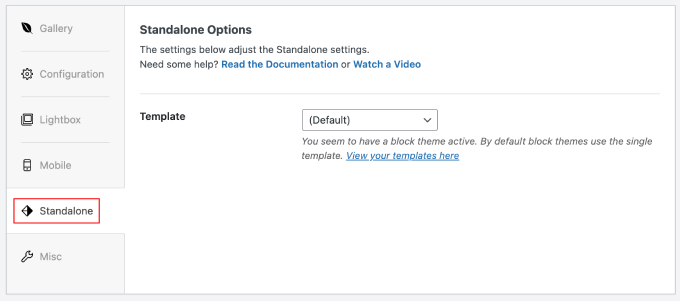 Envira Gallery standalone option