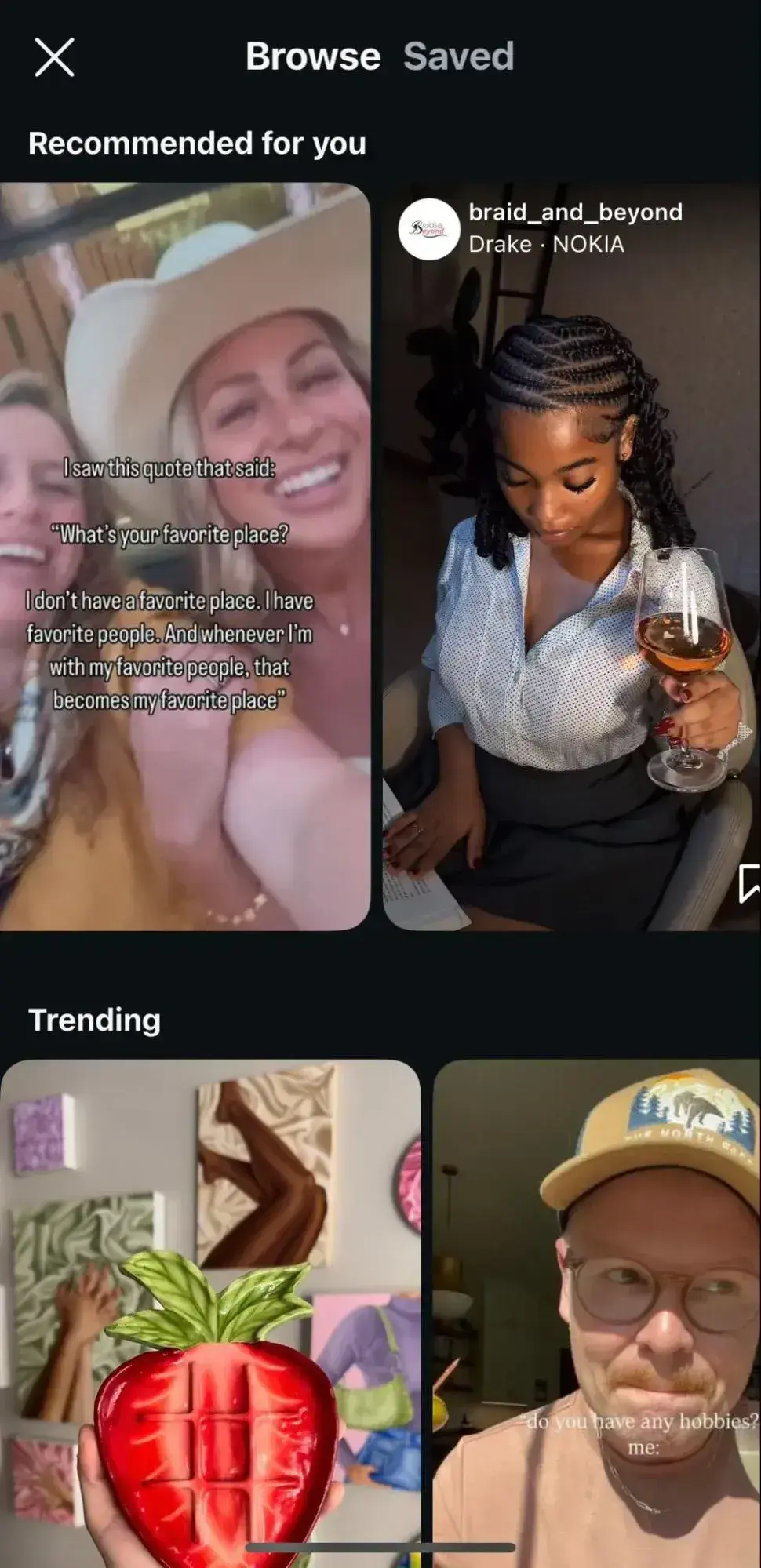  a screenshot of instagram reels’ trending templates
