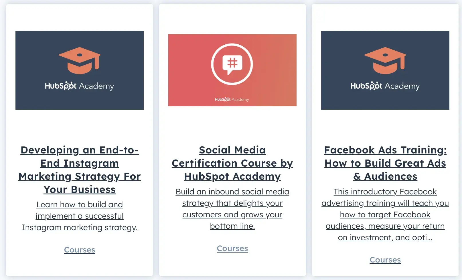 social media manager free courses by hubspot