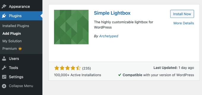 Simple Lightbox plugin
