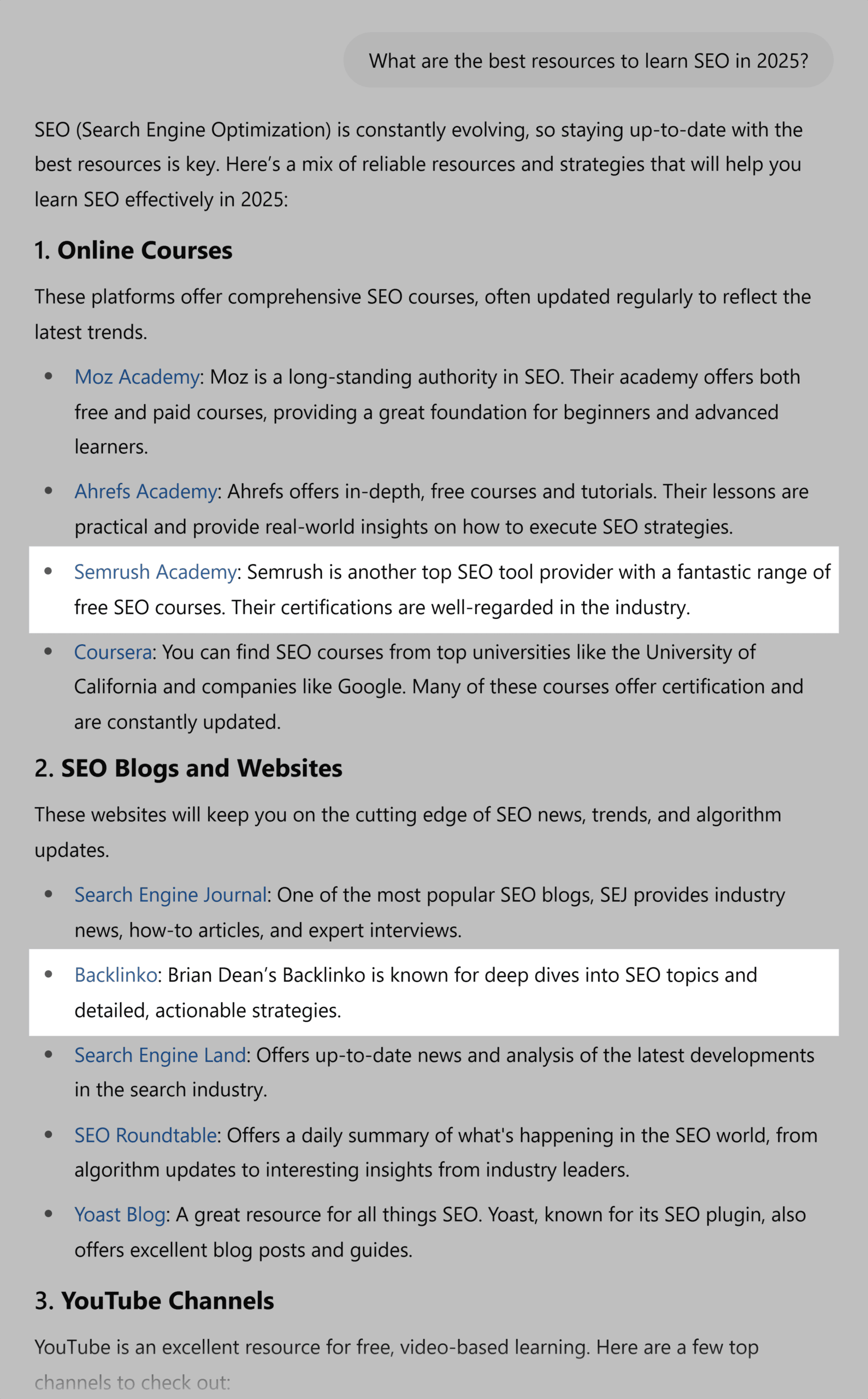 ChatGPT – Best resources to learn SEO