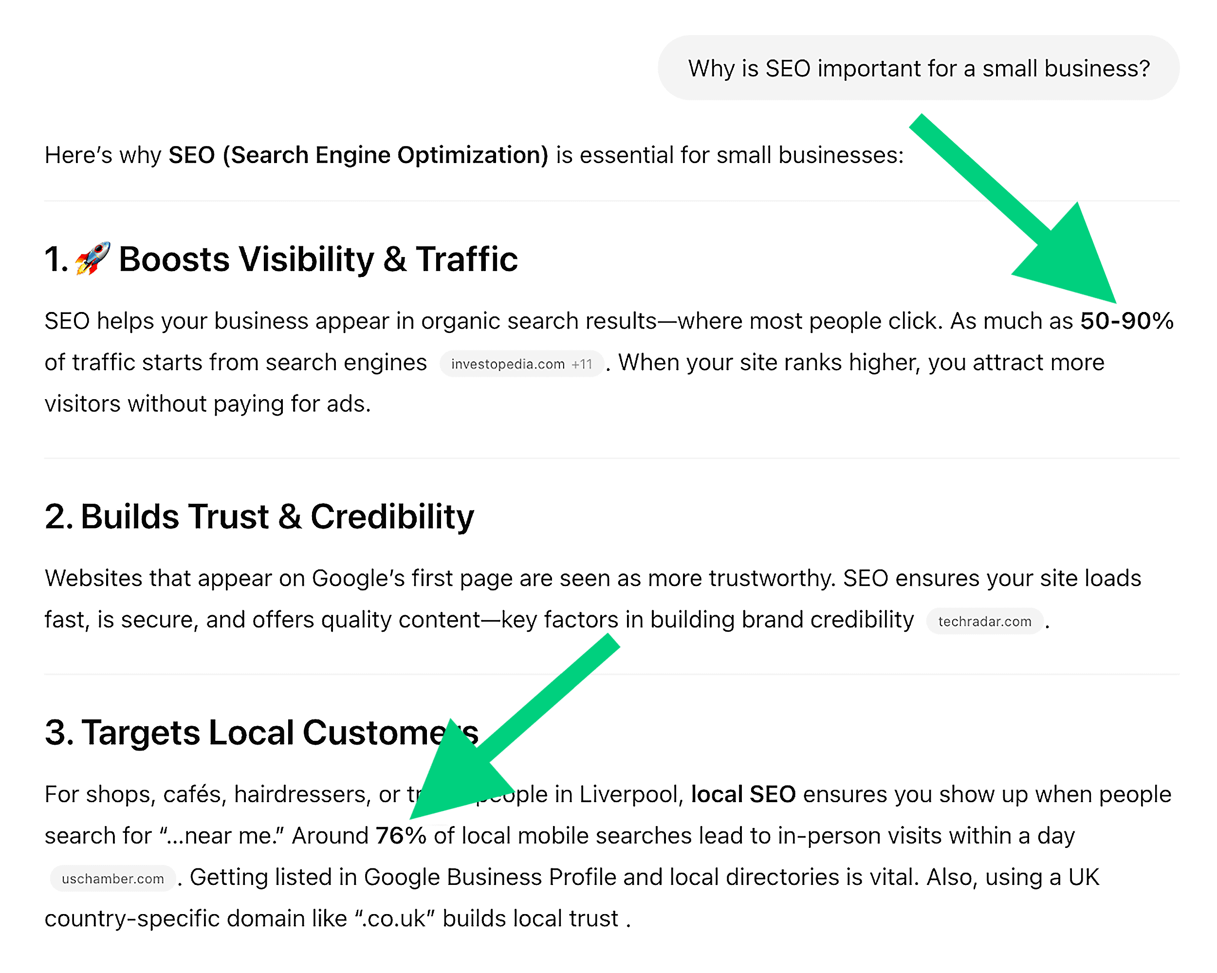 ChatGPT – Why is SEO important for a small business
