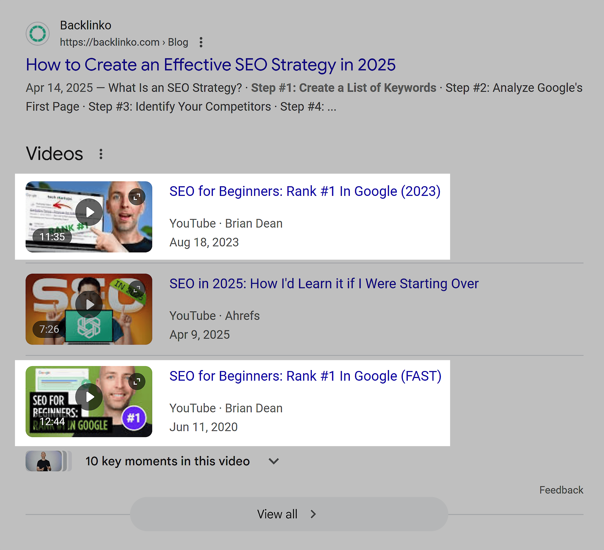 Google SERP – How to do SEO – Videos