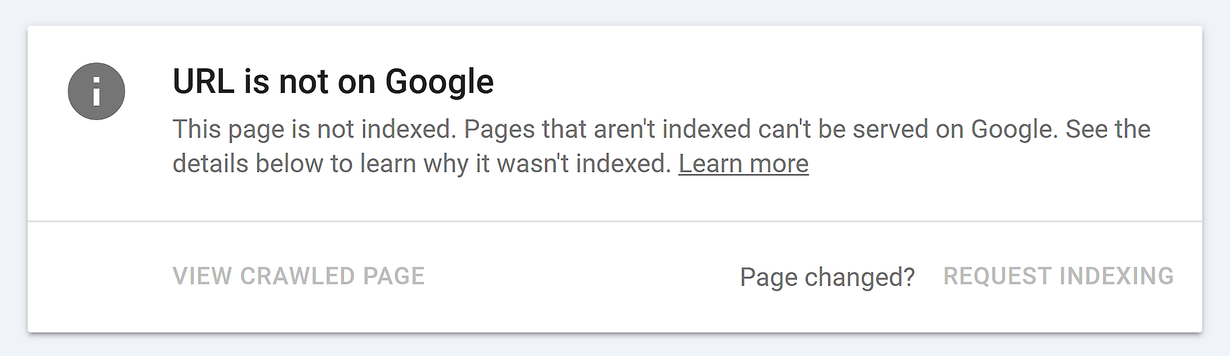 GSC – URL is not on Google