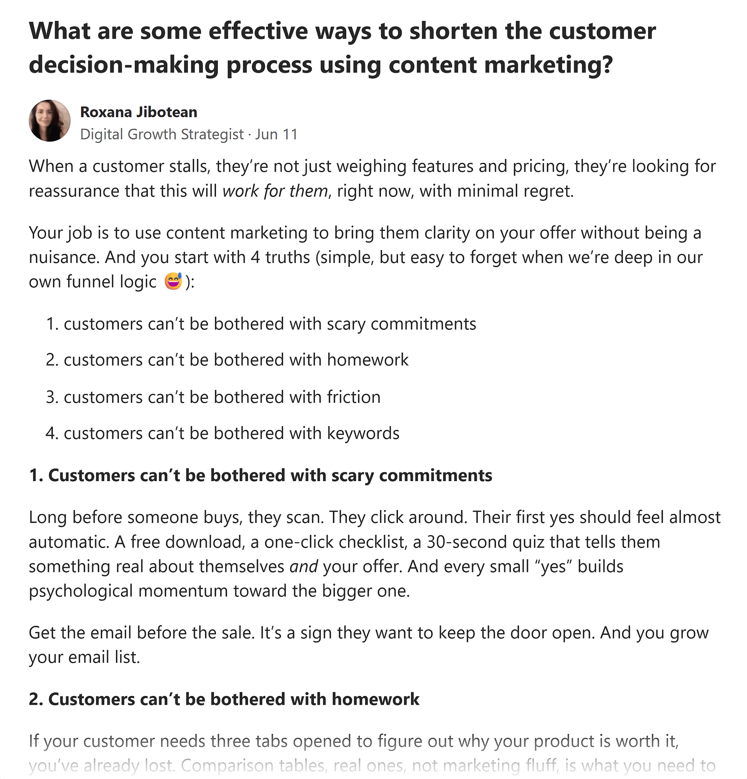 Quora – Clear headlines, subheads & bullet points